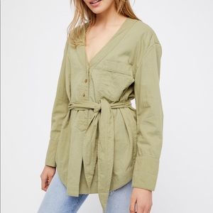 Free People Little Love Green Shirt XS